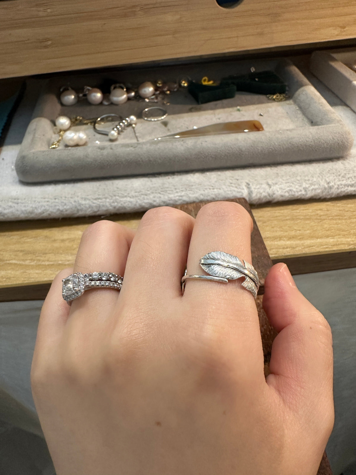 S999 Silver Feather Ring