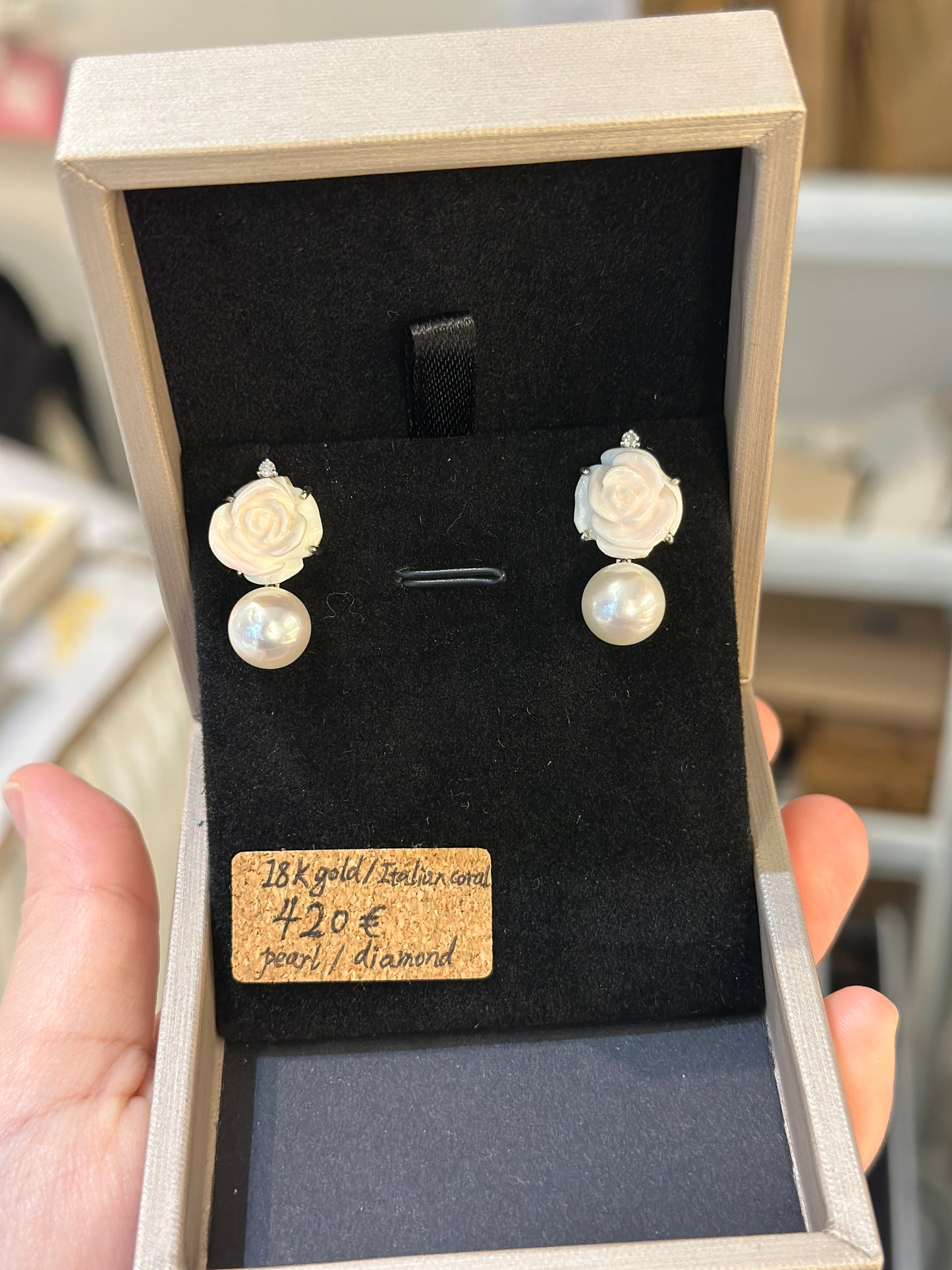 Italian coral pearl earring